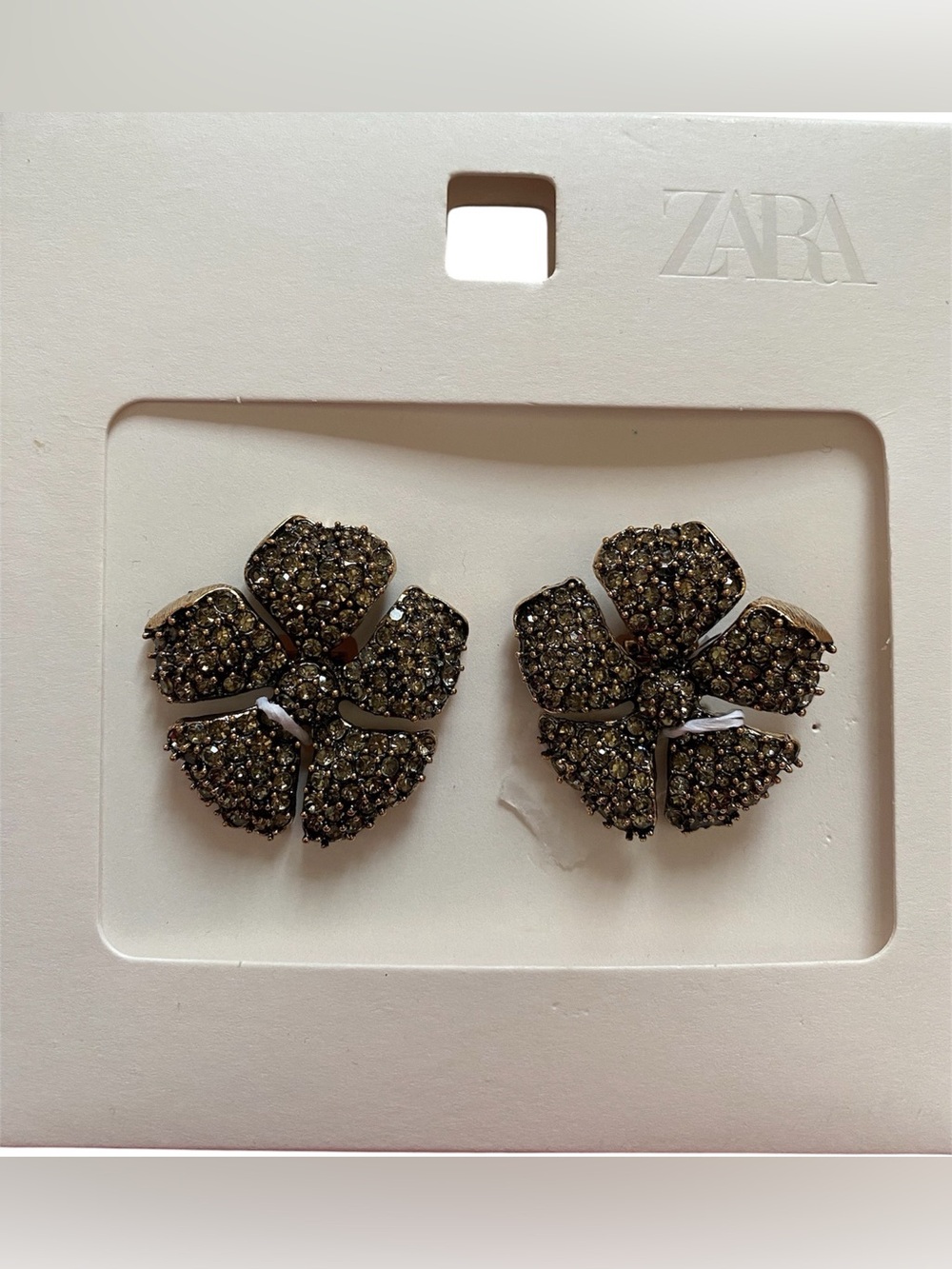Zara women’s goldtone rhinestone flower earrings